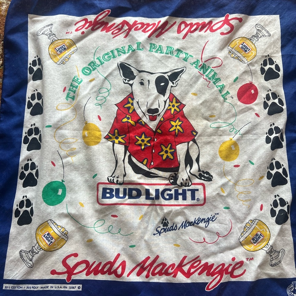 Bud Light Spuds MacKenzie Blue and White Scarf